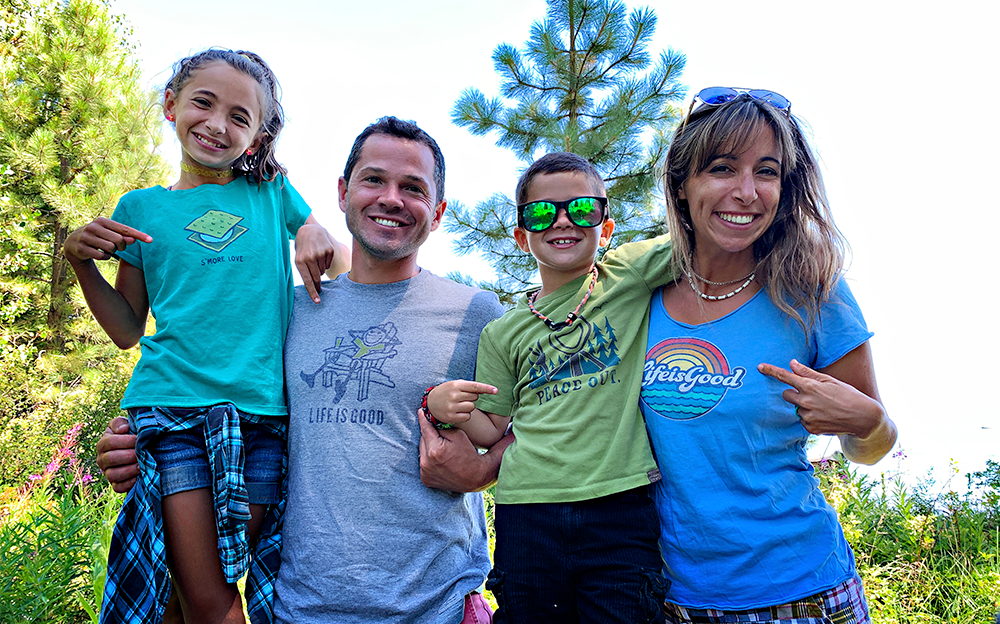 20190910_Casey-1 teacher and Playmaker Casey Ragan and her family wearing life is good tee shirts