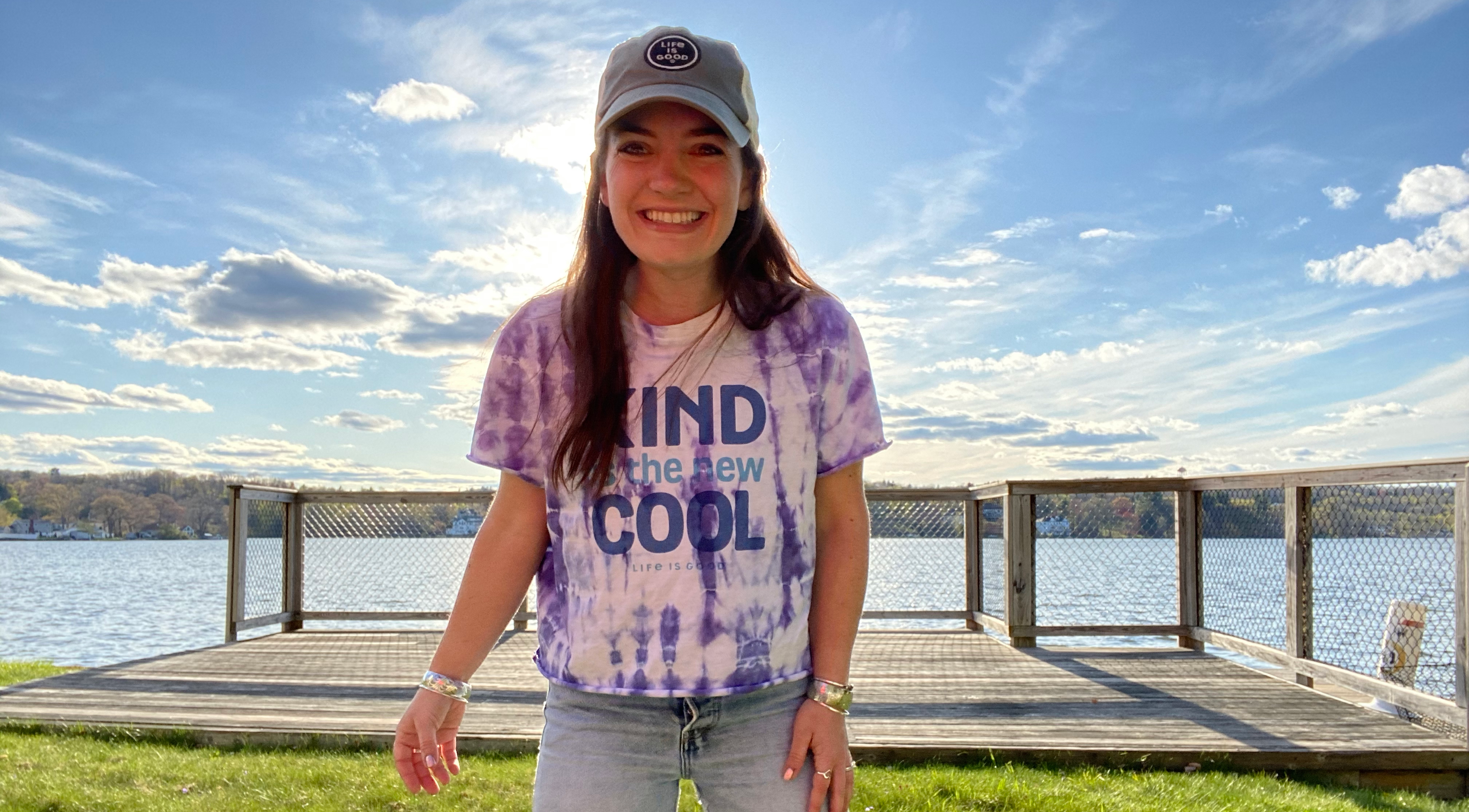 Lexi posing in her tie-dye shirt