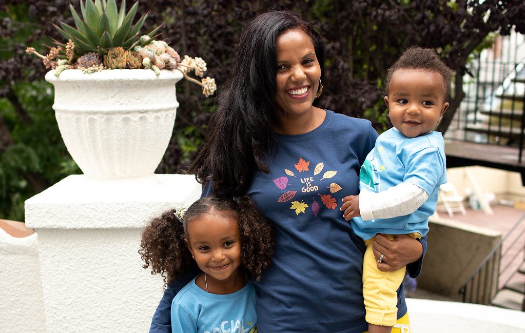 Mom with daughter and son