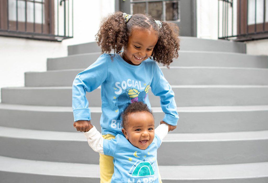 Sister and brother playing