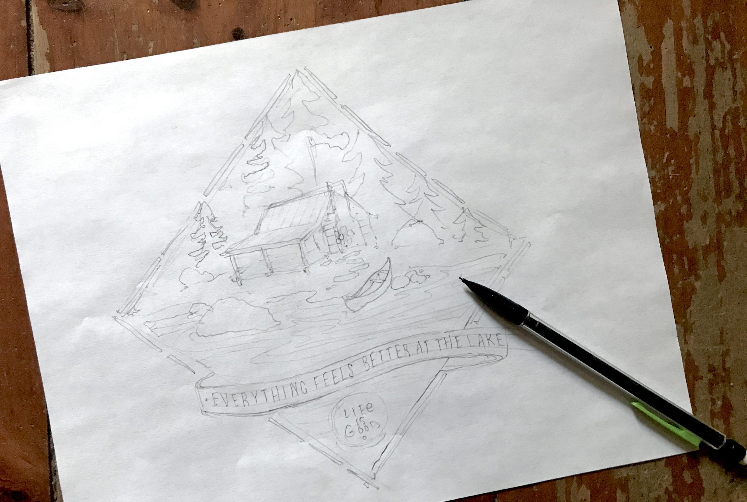 sketch of cabin Sketch of cabin